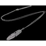 Eenvoudige klassieke hanger ketting veren ketting lange trui keten sieraden choker ketting voor vrouwen (zilver)