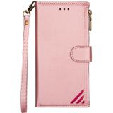 Voor iPhone 14 Rits Multi-kaartsleuven Horizontale Flip Leather Case Pro (Rose Gold)