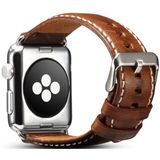 Voor Apple Watch Series 5 & 4 40mm / 3 & 2 & 1 38mm Oil Wax Retro Cowhide Strap Watchband (Bruin)