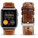 Voor Apple Watch Series 5 & 4 40mm / 3 & 2 & 1 38mm Oil Wax Retro Cowhide Strap Watchband (Bruin)