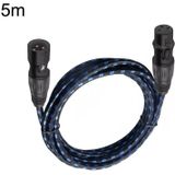 KN006 5m man-vrouw Canon lijn audiokabel microfoon eindversterker XLR-kabel (zwart blauw)