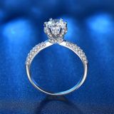XJZ012 925 Sterling Silver Moissanite Ring Crown Ring Engagement Jewelry  Size: 8(White Gold)
