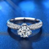 XJZ012 925 Sterling Silver Moissanite Ring Crown Ring Engagement Jewelry  Size: 8(White Gold)