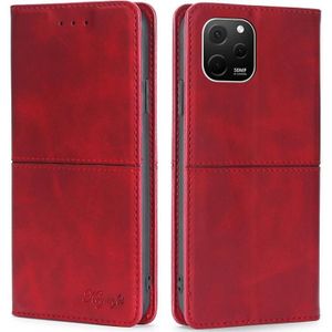 Voor Huawei nova Y61 Koe Textuur Magnetische Lederen Telefoon Case (Rood)