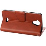 Wiko U voelt Lite ingedrukt bloemen horizontaal flip lederen draagtas met magnetische sluiting & houder & kaartsleuven & Wallet(Brown)