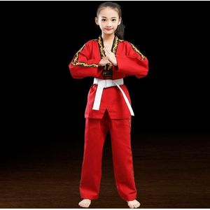 Mannen en vrouwen Kind Volwassen Katoen Taekwondo Kleding Trainingsuniformen  Maat: 130 (Dragon Red)