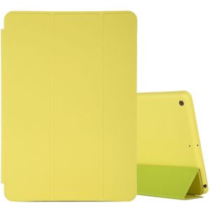 Voor iPad 10.2 horizontale flip smart lederen behuizing met drie opvouwbare houder (geel)