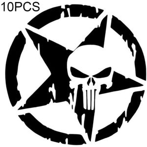10 stuks de Punisher schedel auto sticker pentagram vinyl stickers motorfiets accessoires  grootte: 13x13cm