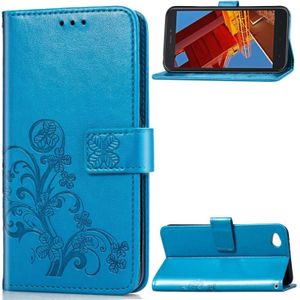 Lucky klaver geperst bloemen patroon lederen case voor Xiaomi Redmi gaan  met houder & card slots & portemonnee & hand strap (blauw)