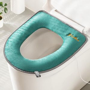 USB Smart Verwarmde Toiletmat met Handvat Pluche Universele Winter Toiletbril Cover (Blauw)