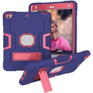 Voor iPad mini 3/2/1 siliconen + pc-beschermhoes met standaard (blauw + roze)