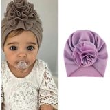 5 stks Baby Sun Flower Hedging Cap Solid Color Turban Hat  Grootte: One Size (Light Purple)