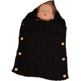 Zzsd0002 Autumn / Winter Baby Knitted Woolen Button Sleeping Bag Photography Blanket Stroller Sleeping Bag(Black)