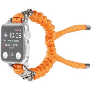 Skull Umbrella Cord Gevlochten horlogebandje voor Apple Watch Series 6 & SE & 5 & 4 44mm / 3 & 2 & 1 42mm(oranje)