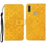 Voor Samsung Galaxy M11 Ethnic Style Embossed Pattern Horizontal Flip Leather Case met Holder & Card Slots & Wallet & Lanyard(Geel)