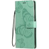 Voor Samsung Galaxy Note20 3D Butterflies Embossing Pattern Horizontale Flip Lederen Case met Holder & Card Slot & Wallet(Groen)