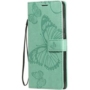 Voor Samsung Galaxy Note20 3D Butterflies Embossing Pattern Horizontale Flip Lederen Case met Holder & Card Slot & Wallet(Groen)