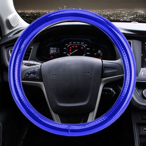 Universele auto plating mat leer + katoen Steering Wheel cover  diameter: 38cm (blauw)