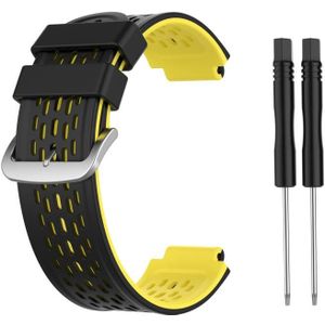 Voor Garmin Approach S2 / S4 tweekleurige siliconen vervangende riem horlogeband (zwart geel)