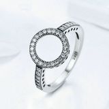 2 PC'S echte 925 sterling zilver gelukkige cirkel Diamond halo ringen  ring grootte: 9 (wit)