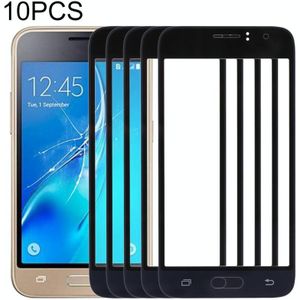 10 PCS front screen buiten glazen lens voor Samsung Galaxy J1 (2016) / J120 (zwart)