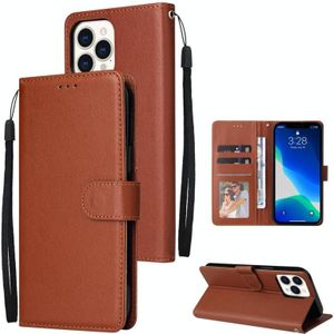 Multifunctional Horizontal Flip Leather Case  with Three Card Slot & Holder & Double Zip Wallett & Photo Frame & Lanyard For iPhone 13(Brown)