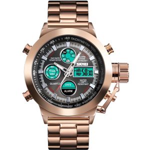SKMEI 1515 mannen mode hip hop stijl Dual display elektronische horloge roestvrijstalen horloge (Rose goud)