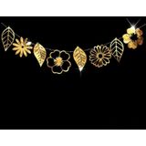 Holle bloemen bladeren Muur Applique String Decoratie Wedding Birthday Party Holiday Decoratie  Stijl: Sectie Een holle bloemen en bladeren (Goud)