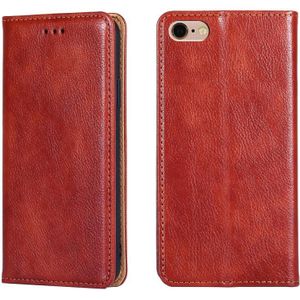 Voor iPhone 7 / 8 / SE (2020) PU + TPU Gloss Oil Solid Color Magnetic Horizontal Flip Leather Case met houder & Kaartsleuf & Portemonnee (Bruin)