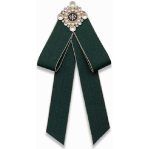 Unisex parel Bow-knoop doek Bow tie broche kleding accessoires  stijl: PIN gesp versie (Army Green)