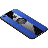 Voor vivo Y75/V7 XINLI stiksels doek textuur schokbestendig TPU beschermhoes met ring houder (blauw)