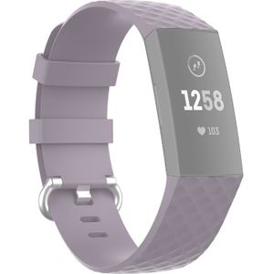 18mm Silver Color Buckle TPU Polsband horlogeband voor Fitbit Charge 4 / Charge 3 / Charge 3 SE (Licht paars)