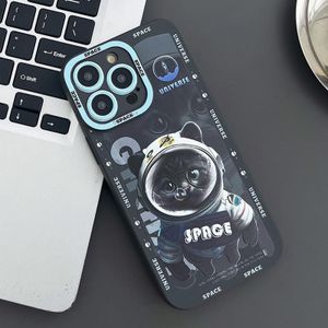 Voor iPhone 13 Pro Max Liquid Angel Eyes kleine zwarte kat TPU telefoonhoesje