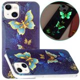 Lichtgevende TPU zachte beschermhoes voor iPhone 13 mini (dubbele vlinders)