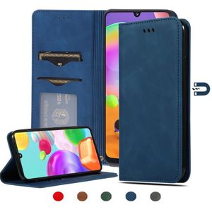 Voor Samsung Galaxy A41 (EU) Retro Skin Feel Business Magnetic Horizontal Flip Leather Case (Navy Blue)