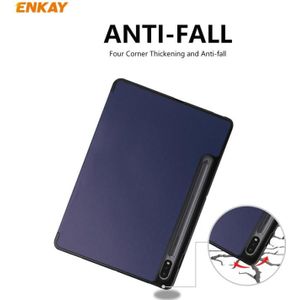ENKAY ENK-8011 PU Leder + TPU Smart Case met pensleuf voor Samsung Galaxy Tab S7 11.0 T870 / T875(Donkerblauw)