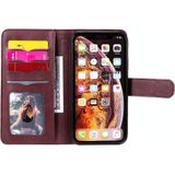 Voor iPhone XR Multifunctionele Magnetische koperen gesp horizontale flip effen lederen kast met 10 kaartslots & portemonnee & houder & fotolijst (Wijn rood)