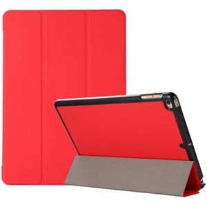 3-opvouwbare skintextuur horizontale flip TPU + PU lederen hoes met houder voor iPad 9.7 (2018) / 9.7 (2017) / lucht / air2(Red)