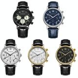 Ochstin 5081A Multifunctioneel lichtgevend waterdicht lederen band quartz horloge (goud + zwart + zwart)