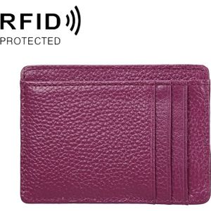 KB37 Antimagnetische RFID Litchi textuur lederen kaarthouder portemonnee Billfold voor mannen en vrouwen (paars)