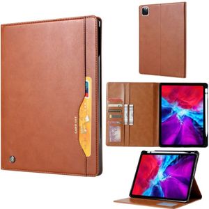 Voor iPad Pro 11 (2020) Kneed huidtextuur horizontale flip lederen behuizing met fotoframe & houder & kaartsleuven & wallet(brown)