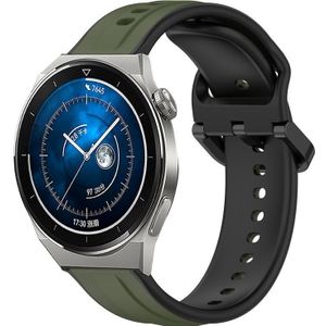 Voor Huawei Watch GT3 Pro 46 mm 22 mm bolle lus tweekleurige siliconen horlogeband (donkergroen + zwart)
