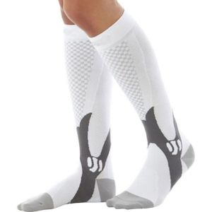 3 paar compressie sokken outdoor sport mannen vrouwen kalf Shin been running  grootte: L/XL (wit)