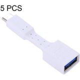 5 PCS USB-C / Type-C Man naar USB 3.0 Vrouwelijke OTG Adapter (Wit)