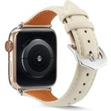 Echte lederen horlogeband voor Apple Watch Series 6 & SE & 5 & 4 40mm / 3 & 2 & 1 38mm (Creamy White)