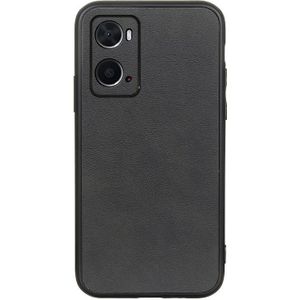 For OPPO A76 Accurate Hole Two-color Calf Texture PU Phone Case(Black)