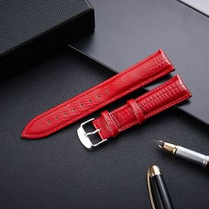 Hagedis textuur lederen riem vervanging horlogeband  grootte: 12mm (rood)