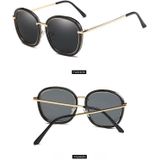 Vrouwen Fashion UV400 ronde Frame gepolariseerde zonnebril (zwart + grijs)