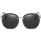 Vrouwen Fashion UV400 ronde Frame gepolariseerde zonnebril (zwart + grijs)