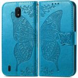 Butterfly Love Flowers Relif Horizontale Flip Leren Case met Houder & Card Slots & Wallet & Lanyard voor Nokia C01 Plus